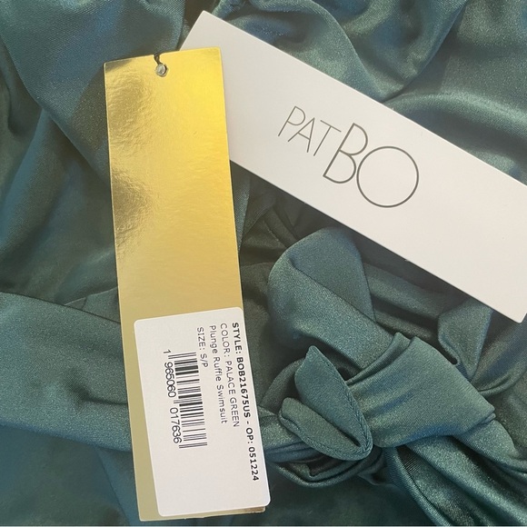 NWT $350 PatBO Plunge Ruffle One-Piece Swimsuit in Palace Green Size Small - Picture 12 of 12